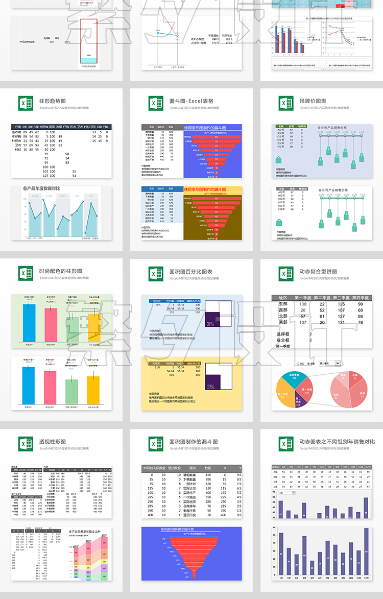 可视化图表素材 Excel模板办公表格多彩数据自动生成提高效率 第19张