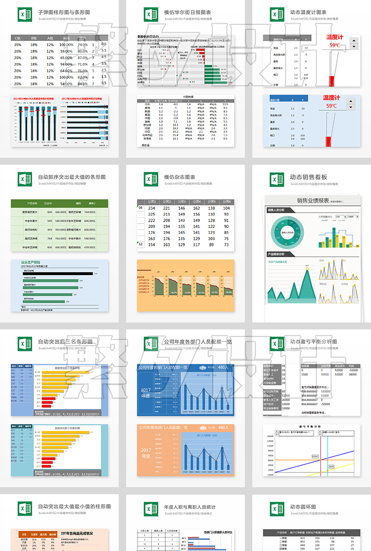 可视化图表素材 Excel模板办公表格多彩数据自动生成提高效率 第20张