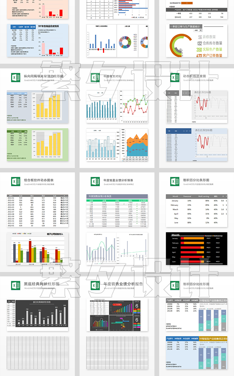 可视化图表素材 Excel模板办公表格多彩数据自动生成提高效率 第21张