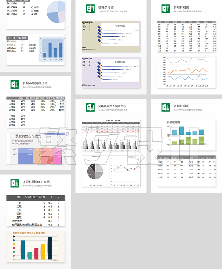 可视化图表素材 Excel模板办公表格多彩数据自动生成提高效率 第24张