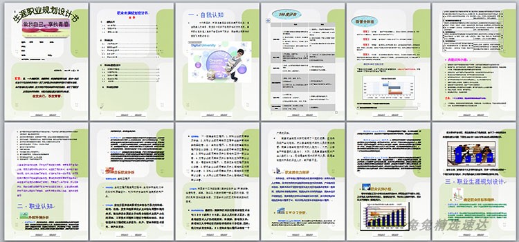 大学生职业生涯规划书Word模板范文就业求职应聘工作计划发展PPT 第14张