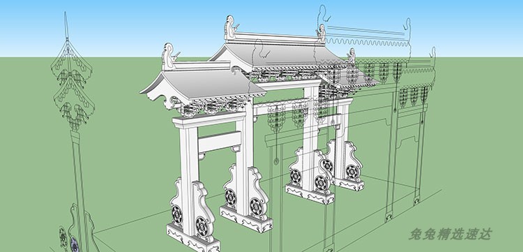 桥梁拱石桥木桥过街天桥SU模型市政钢架sketchup建筑景观设计素材 第4张