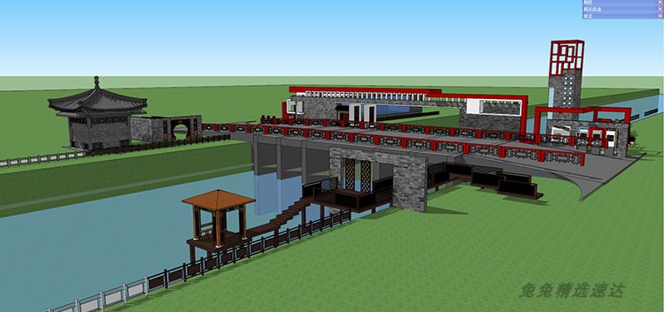 桥梁拱石桥木桥过街天桥SU模型市政钢架sketchup建筑景观设计素材 第5张