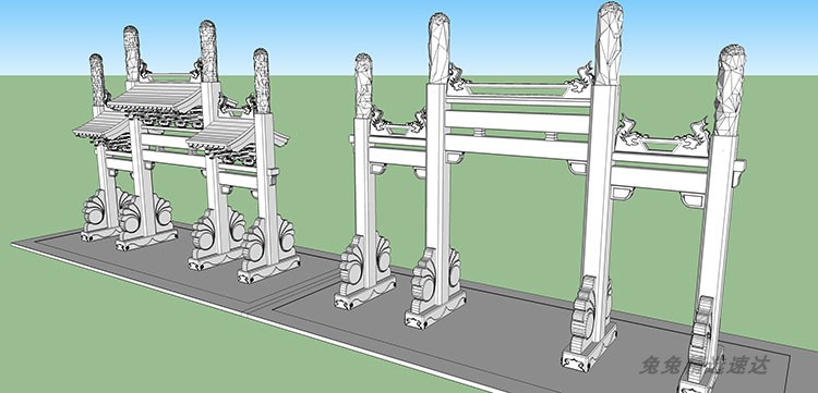 桥梁拱石桥木桥过街天桥SU模型市政钢架sketchup建筑景观设计素材 第15张