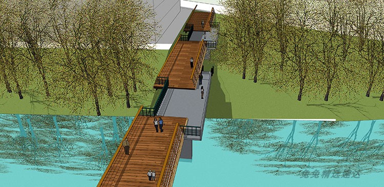 桥梁拱石桥木桥过街天桥SU模型市政钢架sketchup建筑景观设计素材 第27张