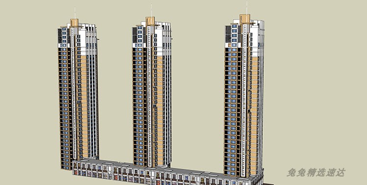 公寓SOHO商住楼SU模型现代LOFT欧式古典酒店sketchup建筑设计素材 第28张