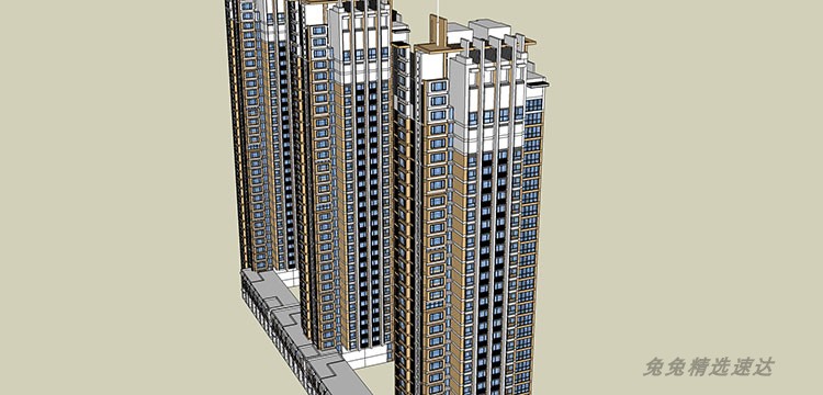 公寓SOHO商住楼SU模型现代LOFT欧式古典酒店sketchup建筑设计素材 第30张