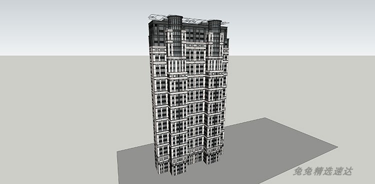 公寓SOHO商住楼SU模型现代LOFT欧式古典酒店sketchup建筑设计素材 第38张