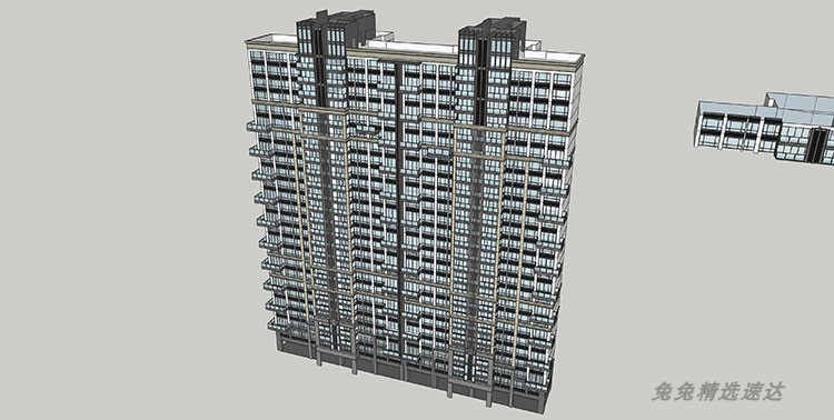 公寓SOHO商住楼SU模型现代LOFT欧式古典酒店sketchup建筑设计素材 第42张