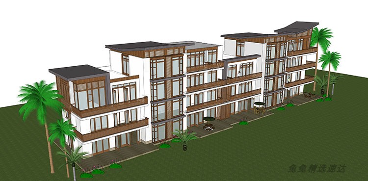 公寓SOHO商住楼SU模型现代LOFT欧式古典酒店sketchup建筑设计素材 第47张