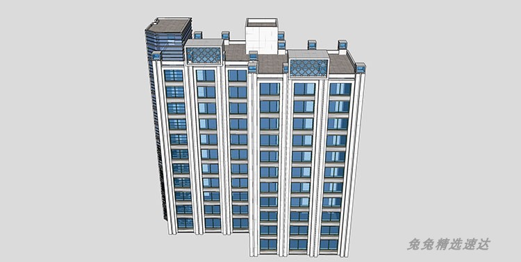 公寓SOHO商住楼SU模型现代LOFT欧式古典酒店sketchup建筑设计素材 第48张