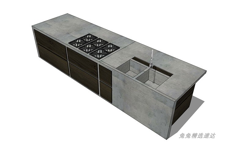 SU模型室内家装厨房橱柜组合别墅样板房橱柜草图大师su模型素材库 第8张