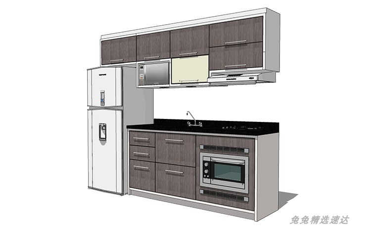 SU模型室内家装厨房橱柜组合别墅样板房橱柜草图大师su模型素材库 第11张