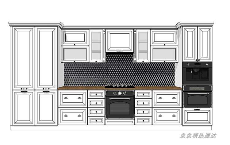 SU模型室内家装厨房橱柜组合别墅样板房橱柜草图大师su模型素材库 第14张
