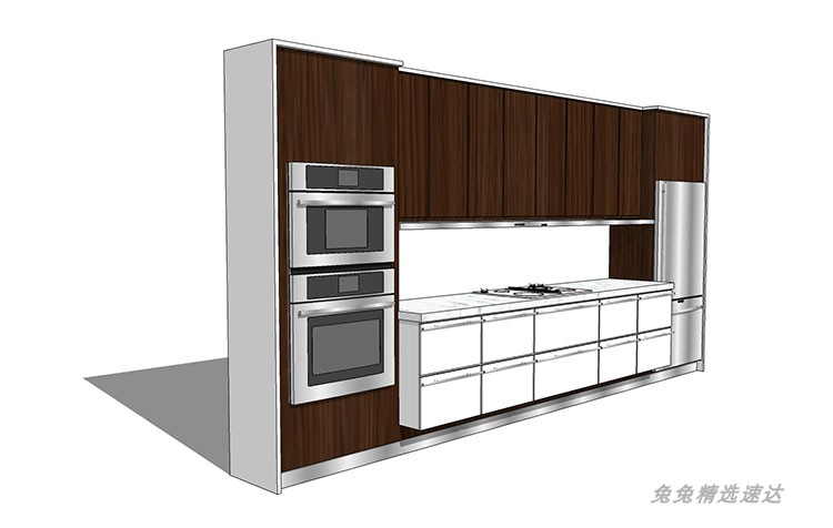 SU模型室内家装厨房橱柜组合别墅样板房橱柜草图大师su模型素材库 第13张