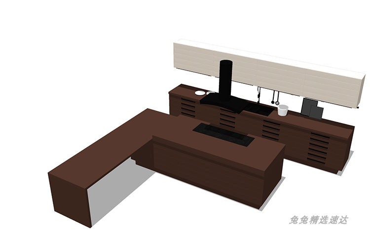SU模型室内家装厨房橱柜组合别墅样板房橱柜草图大师su模型素材库 第19张