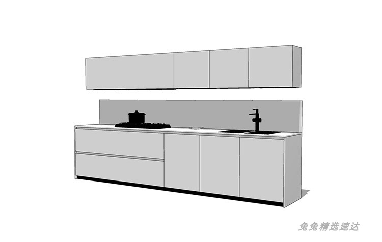 SU模型室内家装厨房橱柜组合别墅样板房橱柜草图大师su模型素材库 第23张