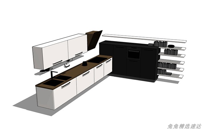 SU模型室内家装厨房橱柜组合别墅样板房橱柜草图大师su模型素材库 第25张