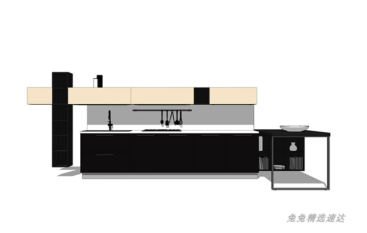 SU模型室内家装厨房橱柜组合别墅样板房橱柜草图大师su模型素材库 第24张