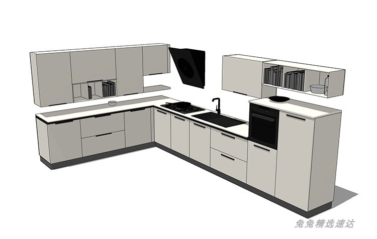 SU模型室内家装厨房橱柜组合别墅样板房橱柜草图大师su模型素材库 第26张