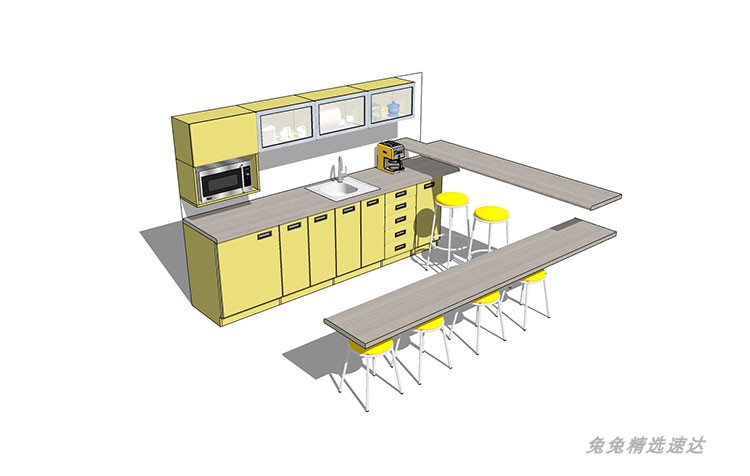 SU模型室内家装厨房橱柜组合别墅样板房橱柜草图大师su模型素材库 第32张
