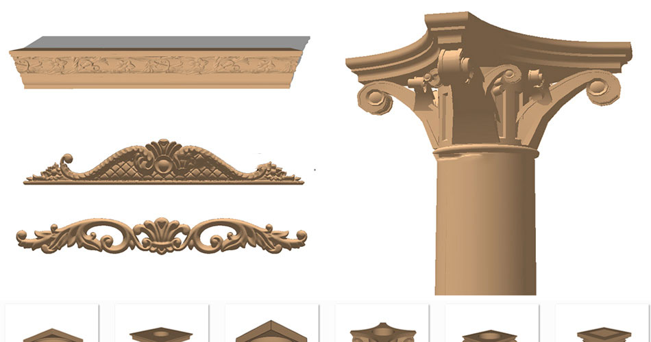 sketchup模型 欧式雕花石膏线罗马柱室内建筑构件草图大师su模型 第5张