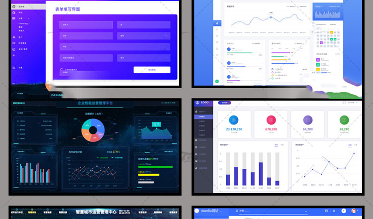 可视化大数据科技网页后台管理图表软件AI界面PSD模版素材源文件 第44张
