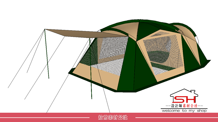 sketchup乡村旅游度假景区户外登山露营地帐篷团建野炊帐篷SU模型 第1张