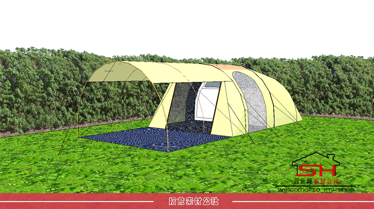 sketchup乡村旅游度假景区户外登山露营地帐篷团建野炊帐篷SU模型 第8张