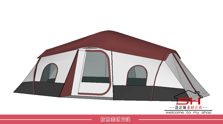 sketchup乡村旅游度假景区户外登山露营地帐篷团建野炊帐篷SU模型 第9张