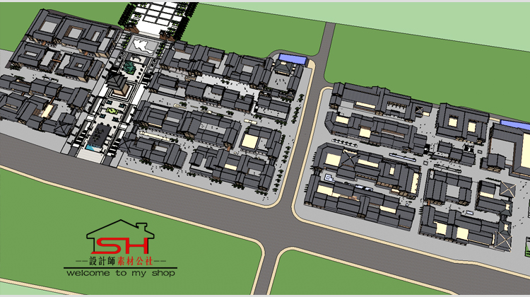 仿古旅游小镇汉朝代商业步行街中式楚文化城市规划建筑设计SU模型 第12张