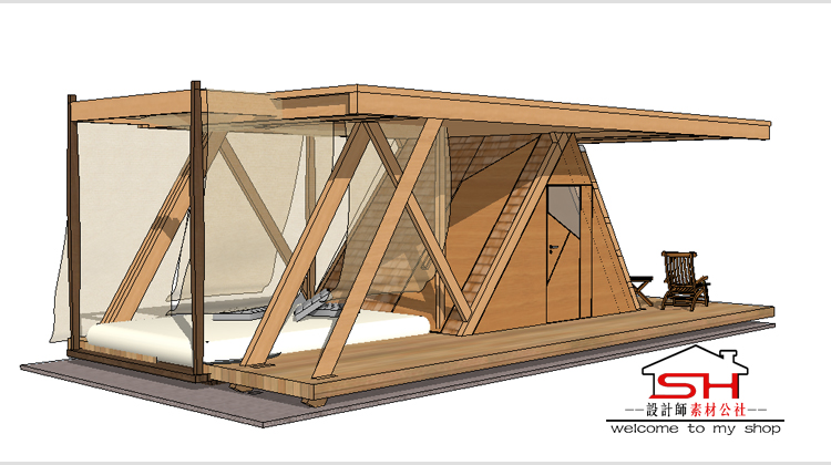 乡村旅游度假村景区小木屋酒店别墅树屋阳光房亭子建筑设计SU模型 第4张