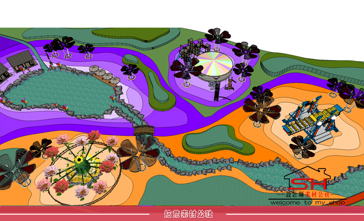 户外儿童游乐主题公园景区童趣亲子活动区娱乐设施小品SU模型素材 第15张
