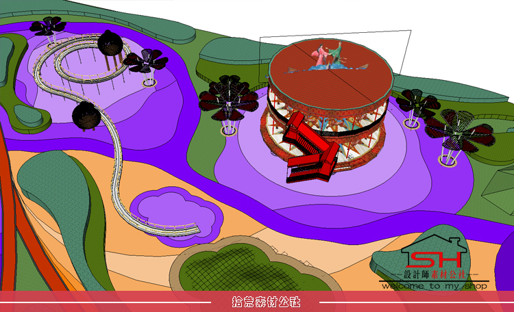 户外儿童游乐主题公园景区童趣亲子活动区娱乐设施小品SU模型素材 第17张