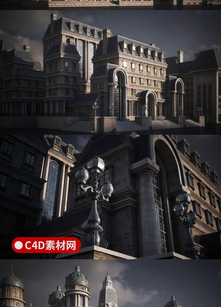 新艺术古典建筑城市宫殿城堡国外创意C4D blender模型3d素材R251 第3张