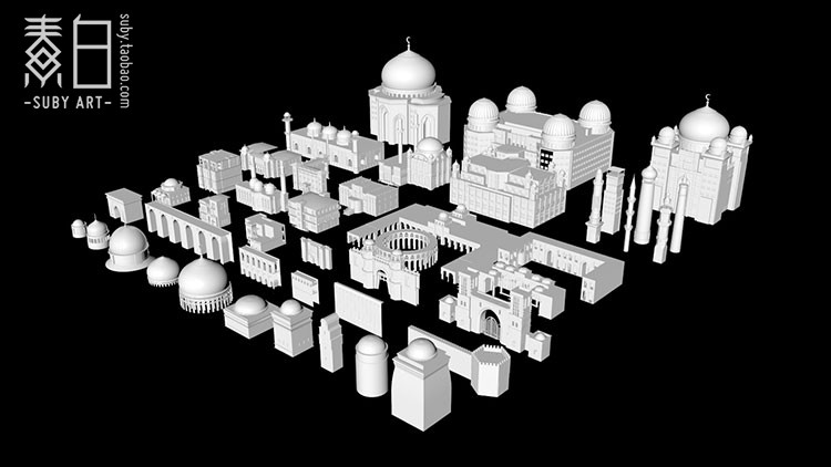 C4D模型中东地区楼房建筑3D模型Kitbash电影场景创意背景A885 第2张