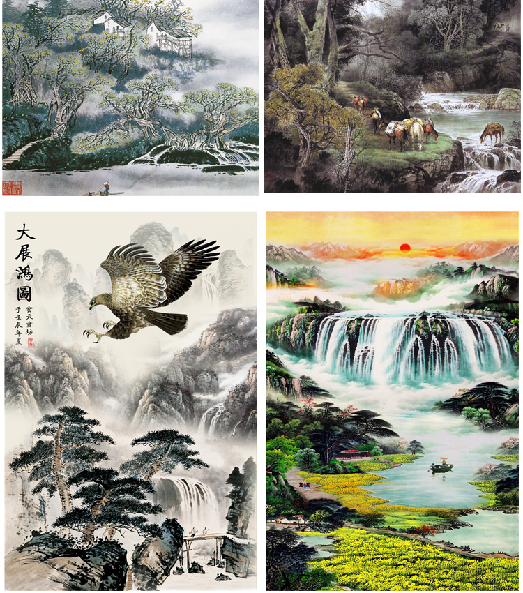 高清山水壁画背景墙素材 新中式国画装饰画图库水墨风景意境图片 第17张