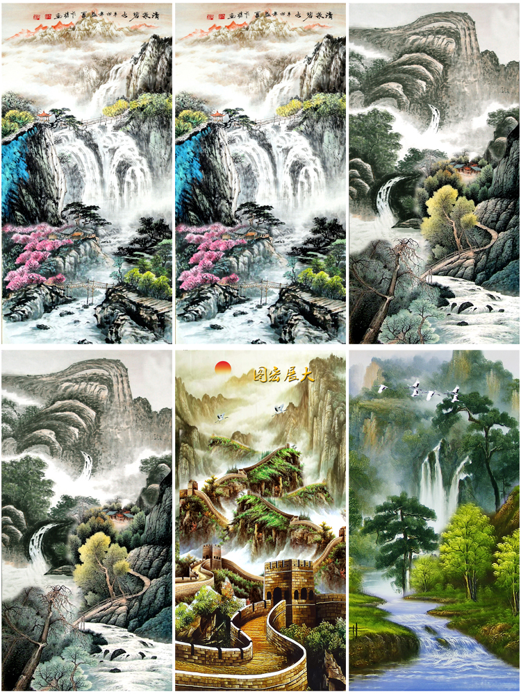 高清山水壁画背景墙素材 新中式国画装饰画图库水墨风景意境图片 第18张