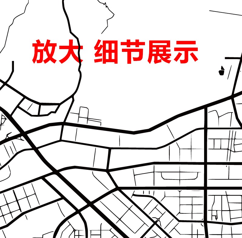 世界城市地图道路线路图PS矢量图黑白简约装饰画画芯高清素材图库 第6张