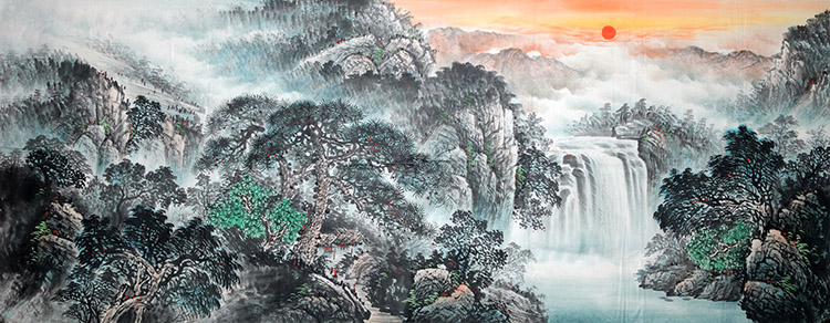 现代新中式大气山水笔墨国画国风客厅玄关装饰画画芯高清素材图库 第5张