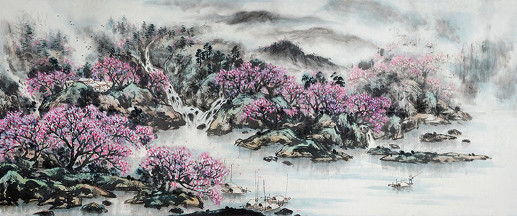 现代新中式大气山水笔墨国画国风客厅玄关装饰画画芯高清素材图库 第9张