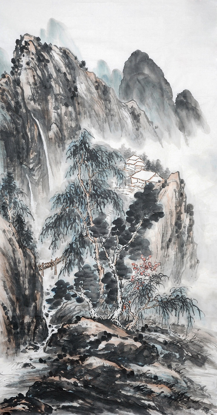 现代新中式大气山水笔墨国画国风客厅玄关装饰画画芯高清素材图库 第35张