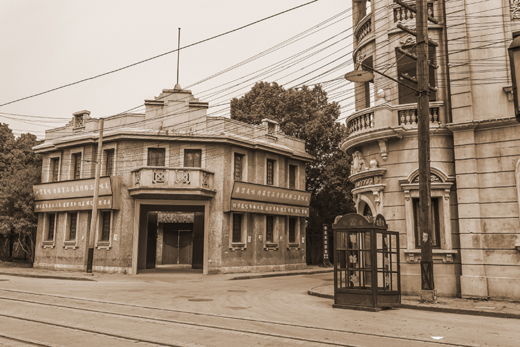 复古怀旧工业风发黄照片民国老上海滩建筑街景高清装饰画画芯素材 第6张