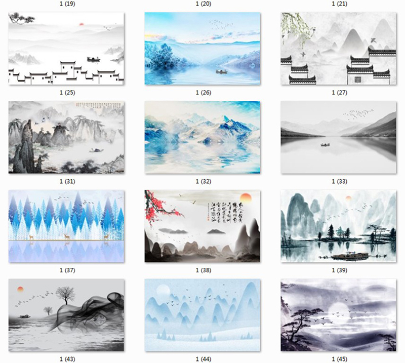 新中式电视背景墙壁画水墨山水简约客厅装饰画画芯素材高清图库 第21张