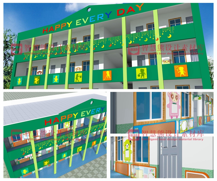 校园文化设计素材效果图幼儿园3D模型大厅活动室走廊音体活动室 第36张